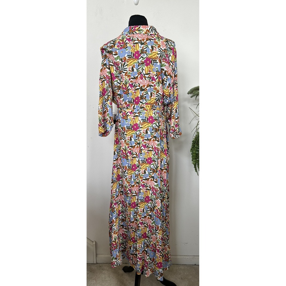 NWT ELOQUII Elements Women's Plus Tie Waist Floral Maxi Short Sleeve Dress Sz 22 - Picture 4 of 6